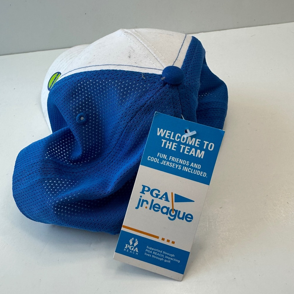 New PGA Jr League Golf Hat Cap Blue White Adjustable Youth Adult Unisex - Picture 2 of 5